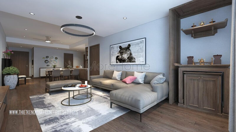 Thiết kế nội thất phòng khách chung cư hiện đại với những mẫu đồ nội thất đơn giản, đa năng và có gam màu nhẹ nhàng, tươi sáng ý tưởng thiết kế phòng khách đẹp tiện nghi nhất