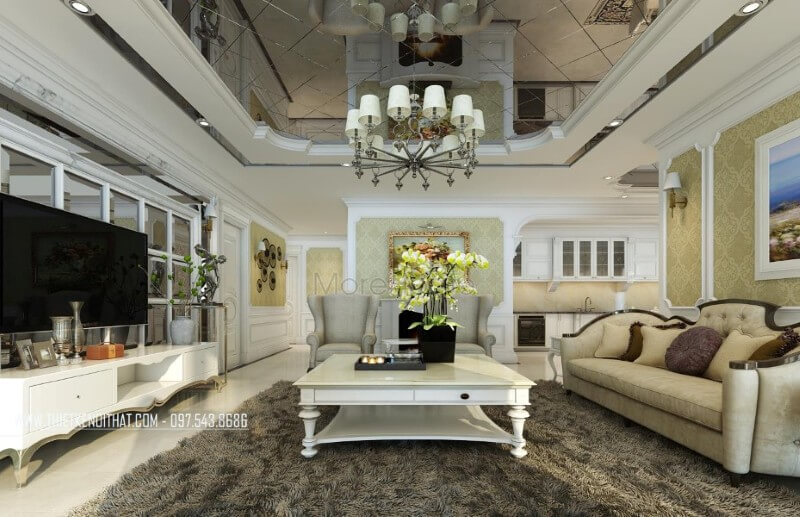 Thiết kế nội thất phòng khách tại hà nội đẹp- MoreHome
