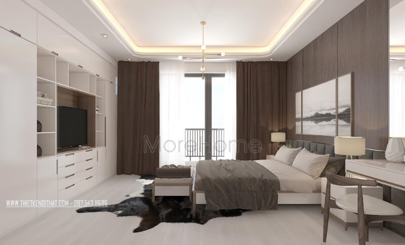 Trang trí nội thất phòng ngủ master gọn gàng, đẹp, sang trọng cho chung cư, chung cư, biệt thự, nhà phố. Thiết kế chung cư