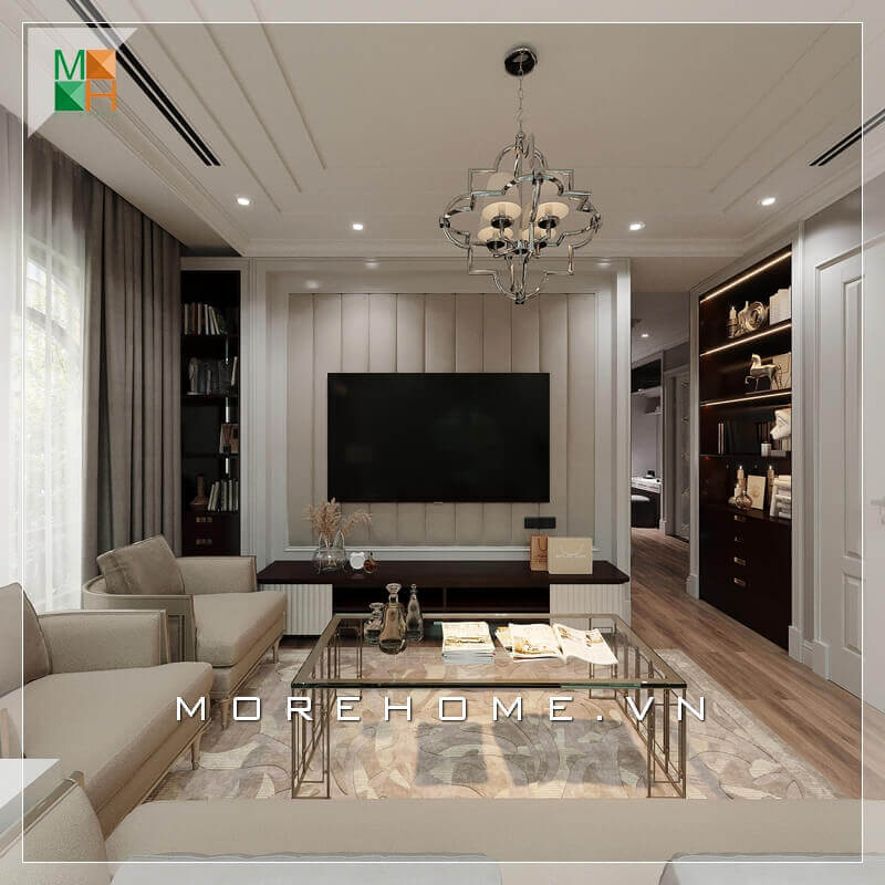 Ngắm nhìn mẫu thiết kế nội thất phòng khách đẹp, sang trọng cho chung cư, nhà phố, biệt thự mang phong cách tân cổ điển. Thiết kế phòng khách tân cổ điển đang là một xu thế đang được săn đón nhất hiện nay. Lối thiết kế phòng khách cổ điển xen lẫn hiện đại này sẽ đem lại nét mới, nét cổ vì thế không bao giờ lỗi mốt với thời gian. Khám phá những mẫu thiết kế phòng khách đẹp và sang trọng