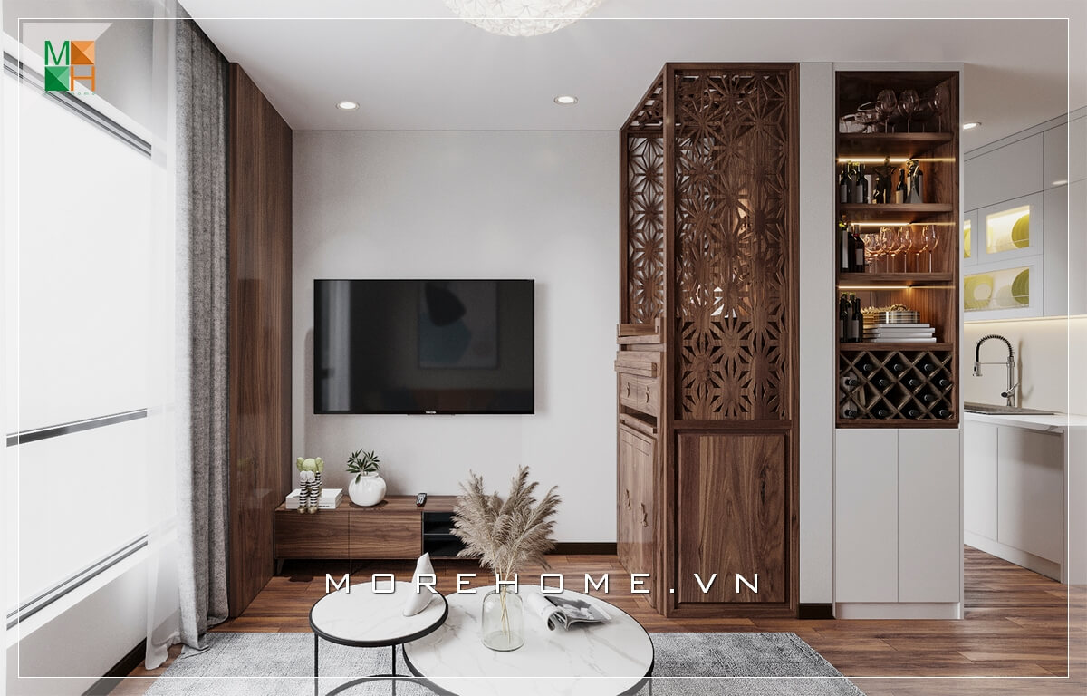 Mẫu tủ kệ gỗ trang trí với chạm khắc họa tiết đẹp mắt và độc đáo. bật mí các mẫu thiết kế phòng khách ấn tượng