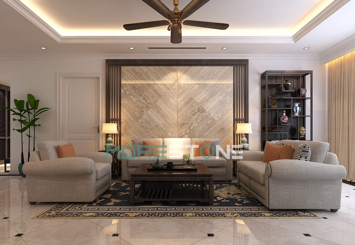 Đá tự nhiên ốp tường- Sự lựa chọn tuyệt vời cho ngôi nhà của bạn Thiết kế phòng khách tại Hà Nội