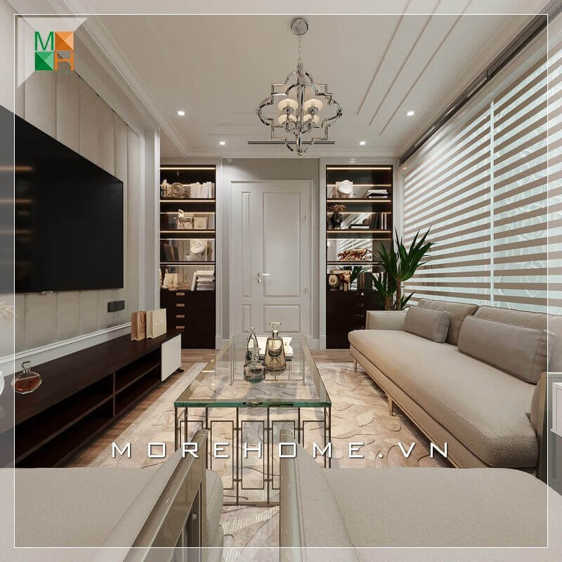 Một phòng khách tân cổ điển đẹp sẽ phải thể hiện được rõ nhất tính năng của nó bằng cách lựa chọn nội thất thông minh và lựa chọn màu sắc phù hợp nhất đối với thiết kế ngôi nhà. Thiết kế phòng khách tại Hà Nội