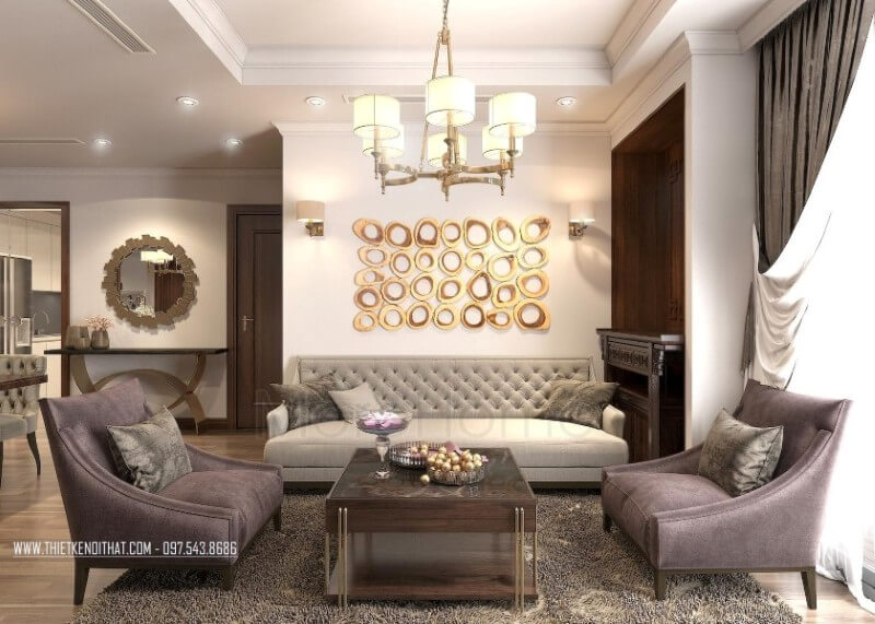 Với gam màu trung tính độc đáo, không gian phòng khách chung cư trở nên sang trọng và vô cùng ấm áp, gần gũi Top mẫu phòng khách hot nhất năm