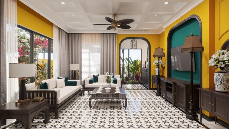 Sản phẩm sofa gỗ nhập khẩu sang trọng cho nhà biệt thự Gamuda - Hoàng Mai - Hà Nội Mẫu thiết kế nội thất phòng khách bằng gỗ đẹp