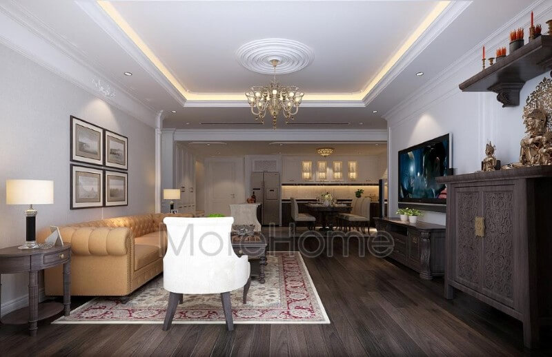 Mẫu thiết kế nội thất phòng khách chung cư cao cấp phong cách tân cổ điển Thiết kế phòng bếp tại Hà Nội