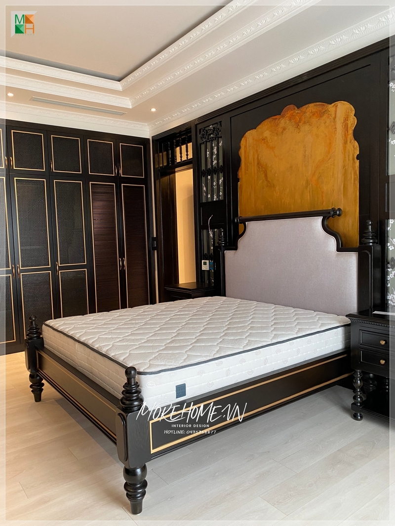 Thi công phòng ngủ phong cách indochine sự ấn tượng, độc đáo kết hợp giữa 2 nét Á đông và cổ điển Pháp sang trọng